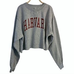 HARVARD Gray Logo Cropped Sweatshirt Size XL